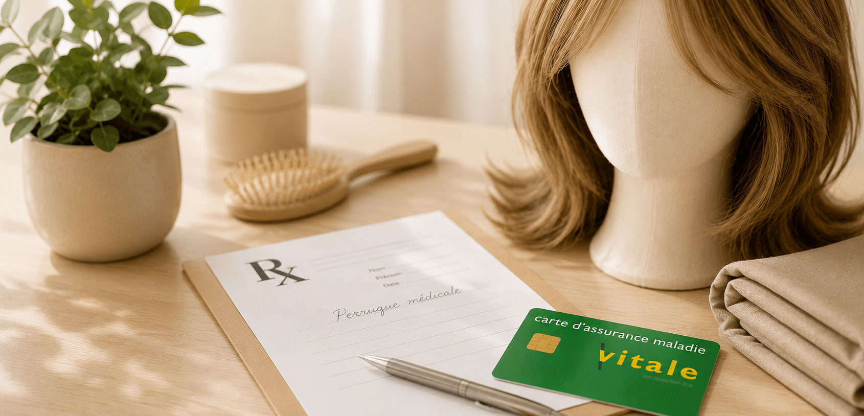 Prise en charge d'une perruque médicale avec ordonnance et carte Vitale.